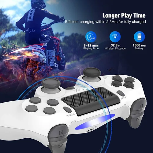 Vista 6 de 2 Pack Wireless Controller for PS-4 Compatible with P4 ProSlim Console with Charging Cable Wireless Joystick P-4 Remote Controller with Motion
