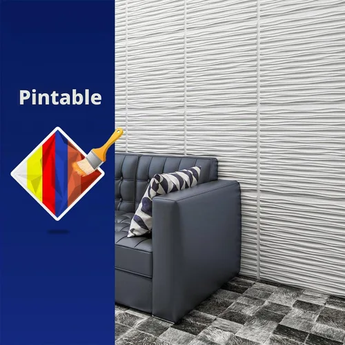 Vista 6 de Art3dwallpanels Azulejos de techo 24 x 24, paquete de 12, blanco Ola Blanco