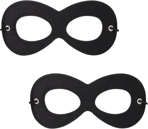 Vista 8 de Máscara de superhéroe AIMIKE, máscara de ojos de fieltro negro, disfraz de Halloween, máscara ajustable con cuerda elástica