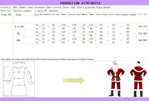 Vista 3 de 2022 Upgraded Mens 10pcs Santa Costume Set Adult Christmas Velvet Santa Claus Suit