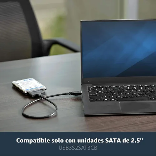 Vista 2 de StarTech - Adaptador SATA a USB, USB de 5 Gbps a 2.5 pulgadas, lector de disco duro SATA III, cable adaptador HDD SSD a USB-A para portátiles