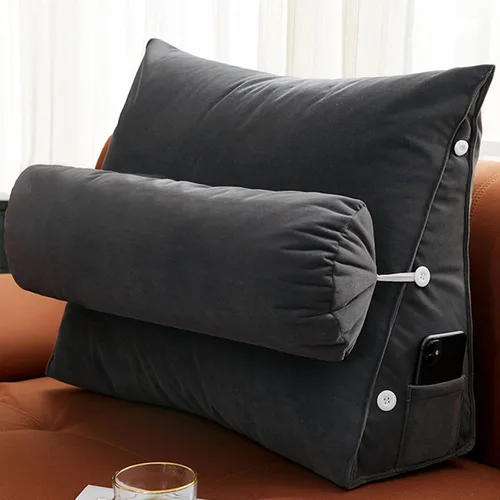 Vista 12 de Almohada triangular para lectura y dormir en forma de cuña con almohada ajustable para el cuello, soporte para cuerpo, espalda, lumbar, uso en cama