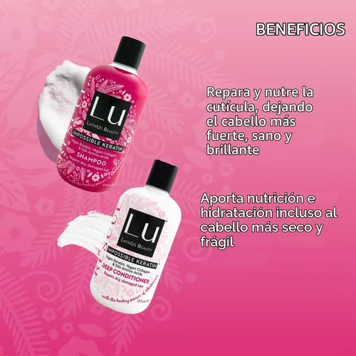 Vista 4 de LatinUs Beauty, RESCUE Impossible Keratin, Dúo para el Cuidado del Cabello: Shampoo + Acondicionador con Shatavari