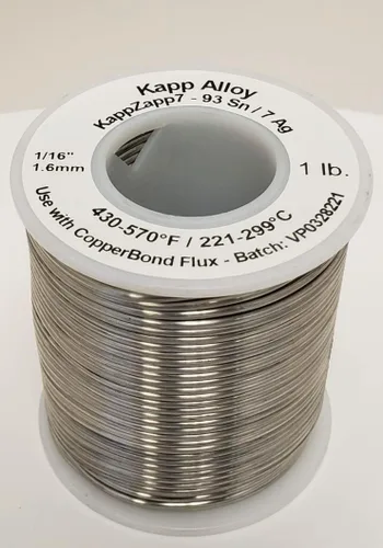 Vista 2 de KappZapp7 - Soldadura de núcleo sólido de 1/16" (1,6 mm) para bobina de cobre, latón y acero inoxidable de ½ lb