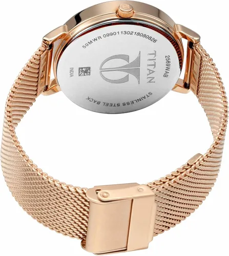 Vista 4 de Titan Sparkle Reloj de vestir multifuncional para mujer con cristales Swarovski cuarzo, resistente al agua, banda de malla