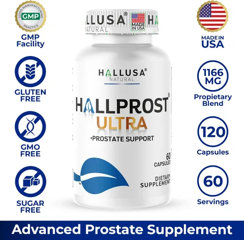 Vista 8 de Hallusa Natural Hallprost Ultra + Free Hallvigor - Salud y vitalidad de próstata para hombres - Saw Palmetto, licopeno y ginseng - Apoya la función