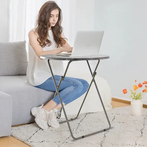 Vista 5 de Bandeja de TV plegable redonda/Bandejas de TV para cenar y merienda, mesa portátil plegable de tamaño pequeño para sofá o cama, con peso ligero