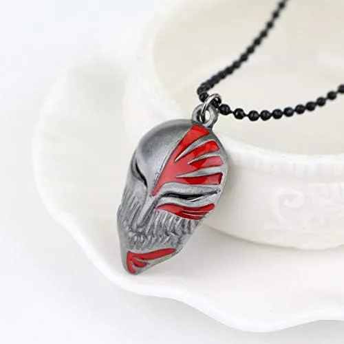 Vista 4 de Davitu Collar de blanqueo de anime vintage plateado Kurosaki Ichigo Bankai máscara hueca colgante collar para hombres accesorio genial
