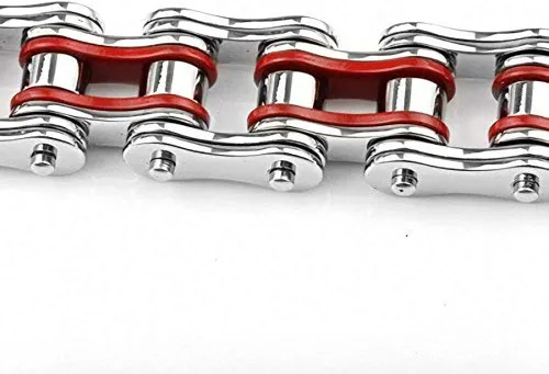 Vista 2 de Brazalete LEADCIN de acero inoxidable para hombre, diseño de cadena de bicicleta