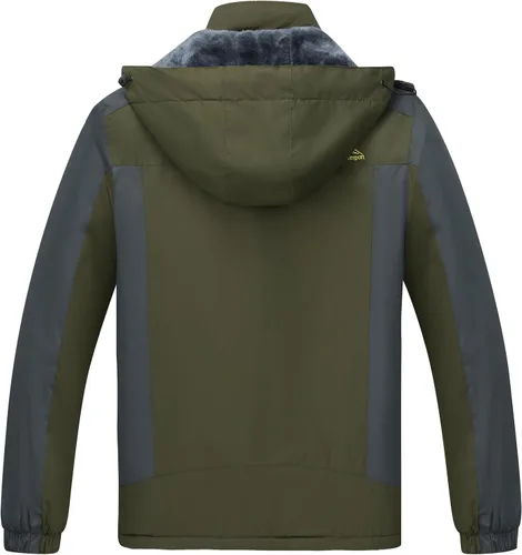 Vista 2 de Chaqueta de esquí de invierno para hombre, cálida e impermeable, forro polar, abrigo de nieve con capucha y resistente al viento, impermeable