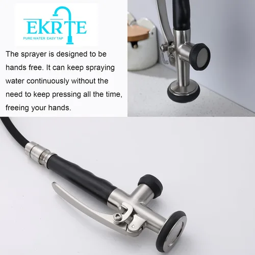 Vista 6 de Grifo de fregadero de cocina con rociador extraíble, grifos purificadores de filtro de agua 3 en 1, grifo de cocina de estilo comercial resistente