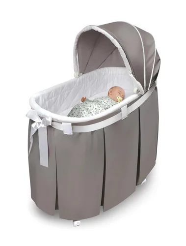 Vista 6 de Moisés oval Badger Basket Wishes, con falda completa, gris