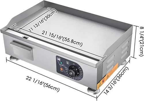 Vista 9 de WeChef 22 "Plancha comercial 3000 W Plancha eléctrica de encimera antiadherente plana de acero inoxidable ajustable restaurante parrilla control