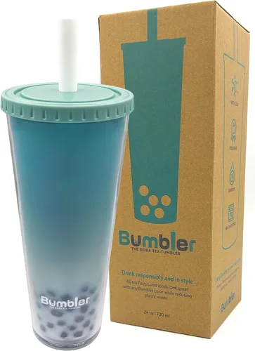 Vista 11 de Bumbler 24 onzas Gran Taza Reutilizable Portátil Ecológica Taza de Beber con Pajita de Punta Suave y Ancha, Tapa Estética a Prueba de Fugas