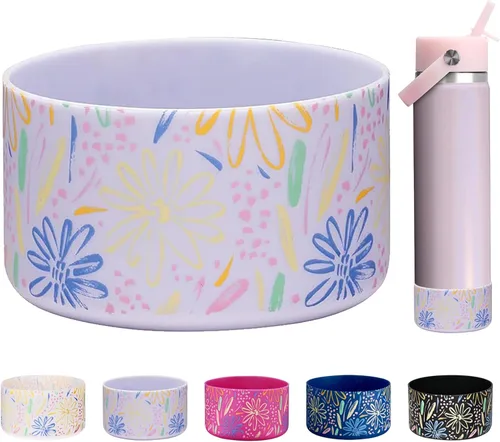 Vista 37 de WK IEASON Base protectora de silicona para botellas Hydro Flask de 12 a 24 onzas de ancho y boca estándar, funda antideslizante para accesorios de 2