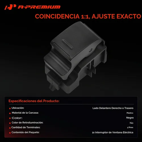 Vista 3 de A-Premium - Interruptor de elevalunas eléctrico delantero derecho o trasero