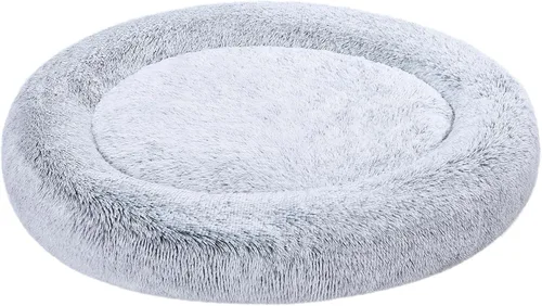 Vista 10 de Amazon Basics Donut Pet Bolster - Cama de pelo sintético para perro, gris, 36" x 36