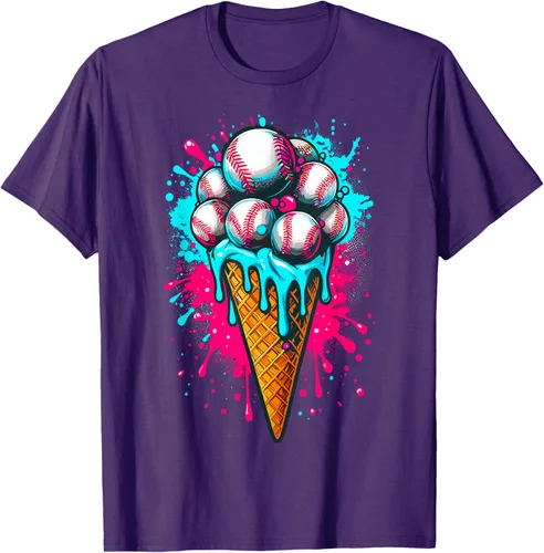 Vista 45 de Camiseta de béisbol de acuarela de helado de béisbol