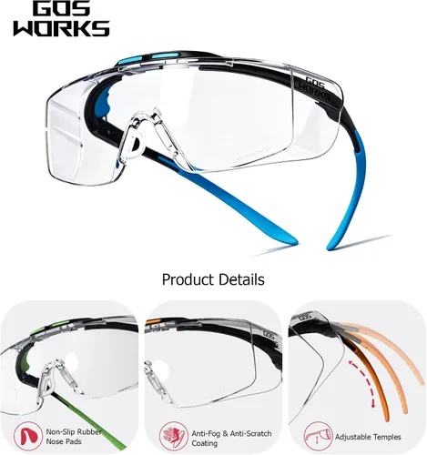 Vista 2 de OTG - Lentes de seguridad con patillas negras, lente antivaho transparente