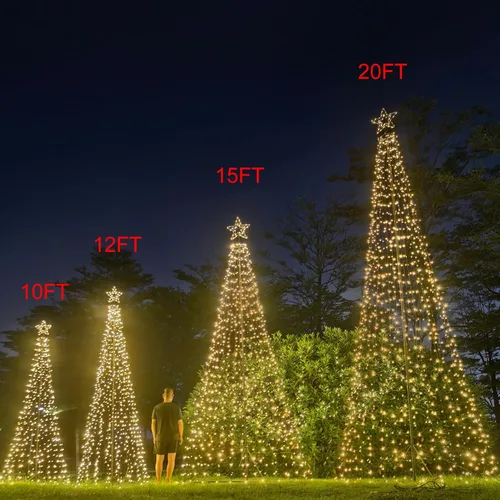 Vista 4 de Fairyrain Iluminación exterior de 15 pies para árbol de Navidad Arbol de Multicolor