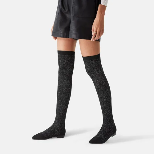 Vista 7 de VIVAIA Michaelia - Botas puntiagudas por encima de la rodilla de 21.7in de altura de caña de 21.7in de alto, botines de tela tejida de lana, zapatos