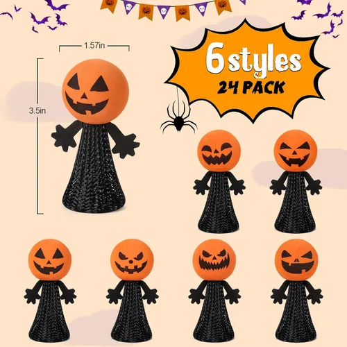 Vista 2 de Juguetes de fiesta de Halloween para niños y niñas – 24 piezas de juguete lanzador de primavera para saltar, juguete novedoso y animoso, premios