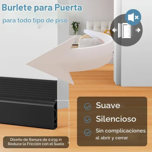 Vista 3 de Tope de Corriente de Puerta, Barrido de Puerta Ajustable para la Parte Inferior de la Puerta, Relleno de Espacio Bajo la Puerta para Puertas Negro