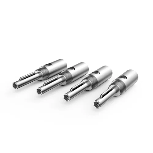 Vista 8 de Viborg 8 conectores de plátano chapados en plata, con bloqueo de tornillo de 0.157 in, conectores HiFi para cable de altavoz, placa de pared, cine