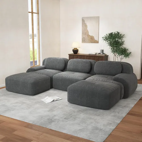 Vista 38 de Sofás seccional modular de 80" sin huesos modernos para sala de estar, juego de sofás comprimidos de 2 plazas con asiento profundo, sin necesidad