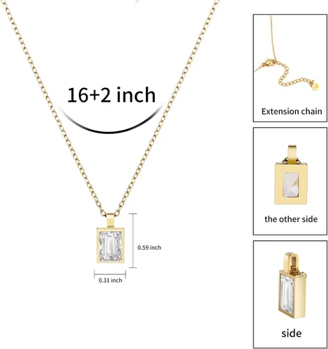 Vista 2 de Badu Collar de lágrima creada en oro de 18 quilates de 0.39 x 0.394 pulgadas para mujer, joyería de circonita cúbica solitaria, día de la madre