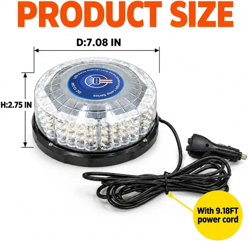 Vista 3 de 1 pieza luz de baliza ámbar, 96 luces LED magnéticas de baliza estroboscópica intermitente de seguridad, precaución, advertencia y emergencia