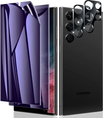 Vista 13 de LYWHL Paquete de 2 + 2 protectores de pantalla de privacidad para Samsung Galaxy S21 Ultra [compatible con identificación de huellas dactilares]