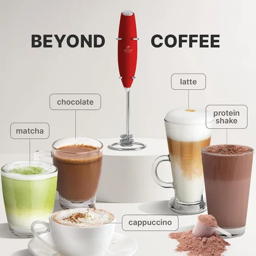 Vista 122 de Zulay Milk Boss Espumador de leche potente manual, hace espuma para latte, batidor para mezclar bebidas, café, miniespumador para capuchino, frappé