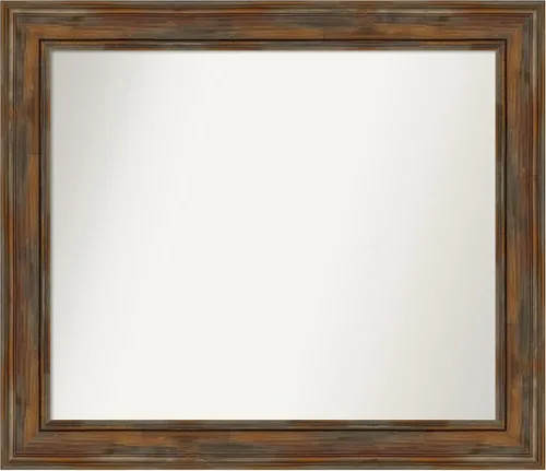 Vista 149 de Amanti Art Espejo de baño marrón para sobre fregadero, 26 x 26 pulgadas, espejo de tocador cuadrado marrón rústico Alexandria, marco de madera
