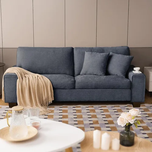 Vista 8 de DOPEDIO Sofá biplaza moderno para sala de estar, sillón reclinable de chenilla, funda extraíble, cojines de resorte, marco de madera maciza, fácil