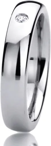 Vista 3 de Prime Pristine Anillo de boda personalizado de titanio de ajuste cómodo de 0.157in con circonita cúbica única