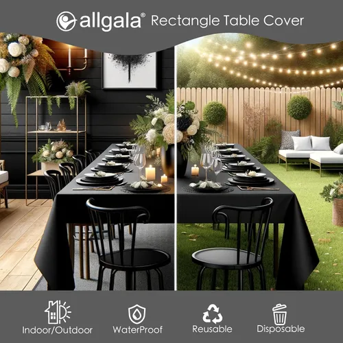 Vista 3 de allgala Juego de 12 manteles de plástico premium para mesa, desechables - 54 x 108 pulgadas - Impermeable, resistente a manchas, fácil de limpiar