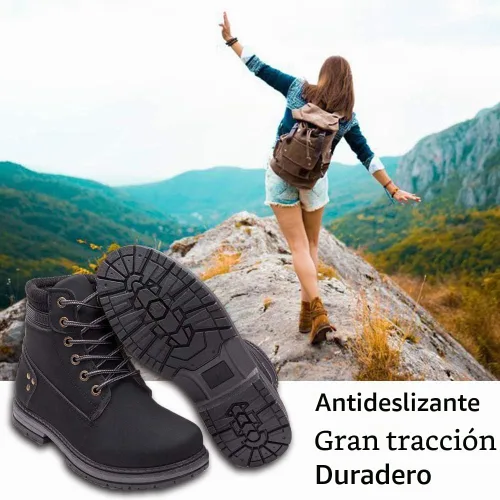 Vista 2 de Athlefit Women's Lace-Up Work Hiking Combat Ankle Boots Negro