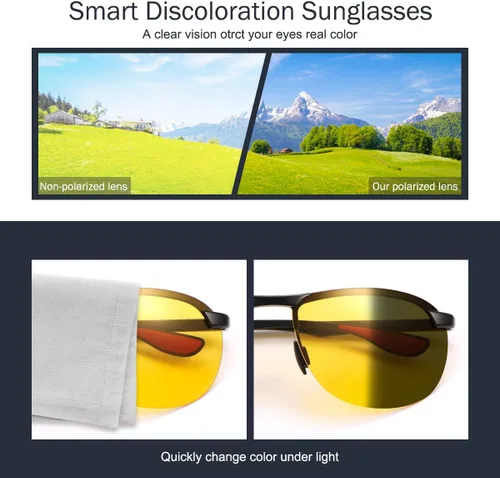 Vista 4 de YIMI Gafas de sol fotocrómicas polarizadas para hombre, para deportes al aire libre, conducción y ciclismo, antideslumbrante, UV400, gafas ligeras