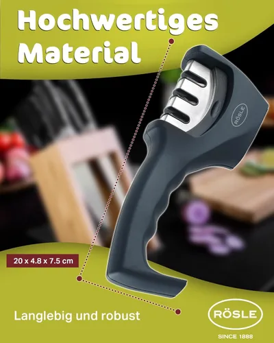 Vista 7 de Rösle Afilador de cuchillos con 3 niveles y agarre ergonómico antideslizante