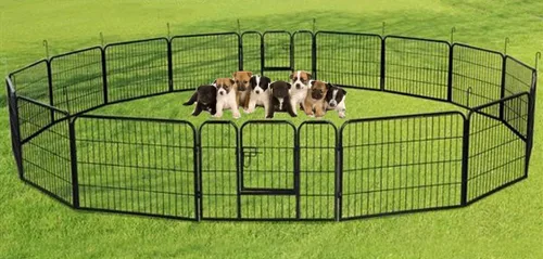 Vista 5 de Corralito para perros y mascotas con 8 paneles de 24 pulgadas, color negro Hammertone