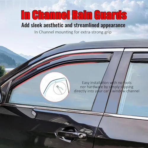 Vista 4 de IKON MOTORSPORTS Viseras de ventana de canal compatibles con Chevrolet Equinox 2010-2017, protectores de lluvia acrílicos ahumado/tintados