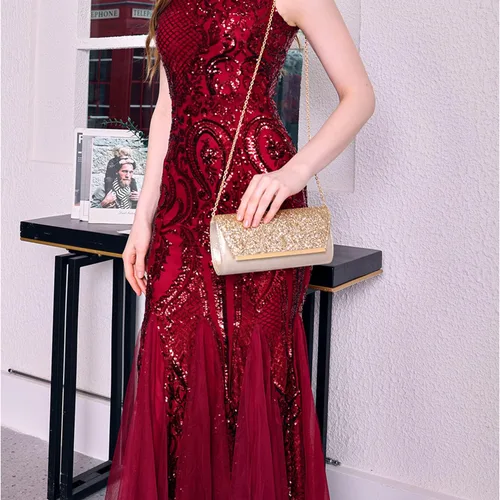 Vista 4 de BENCOMOM Bolso de mano de noche para mujer, para novia, graduación, bolso de hombro, bolso de boda, bolso de fiesta