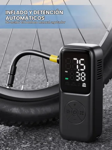 Vista 3 de GPUTEK Mini bomba eléctrica para bicicleta, bomba de bicicleta de 120 PSI
