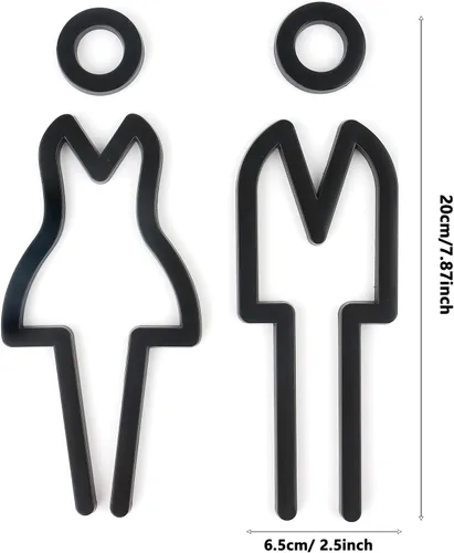 Vista 2 de Letrero de baño acrílico con respaldo adhesivo para hombres y mujeres, letreros de puerta de baño, letreros de baño para negocios, señalización