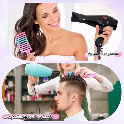 Vista 15 de Bsisme Juego de cepillos para el cabello, cepillo desenredante de Azul y morado.