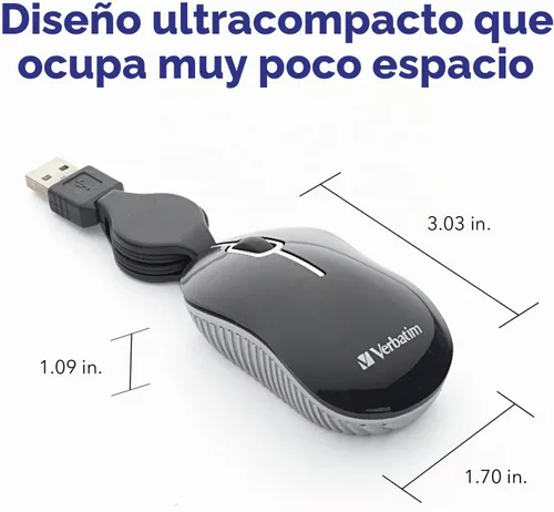 Vista 2 de Verbatim Mini Mouse óptico para viajero Serie Commuter, color rosa 98618, Negro