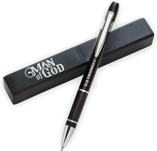 Vista 7 de Christian Art Gifts Bolígrafo de Punta de Bola Mediano Premium Retráctil con Escrituras Bíblicas en Estuche Protector Marrón para Hombres y Mujeres