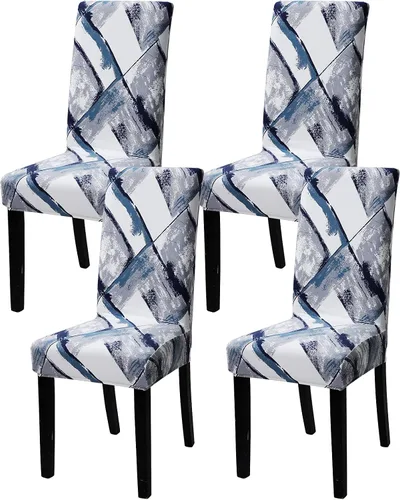 Vista 18 de Fundas para silla de comedor Yisun, fundas elásticas para silla de comedor, funda protectora para silla de comedor, mezcla de poliéster, Beige