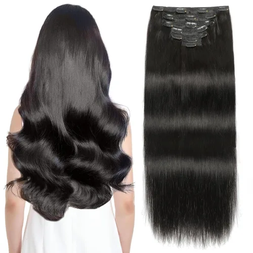 Vista 12 de Sisily - Extensiones de cabello con clip de cabello humano real, 30 cm 70 g, balayage de marrón chocolate a rubio, 100% cabello humano Remy